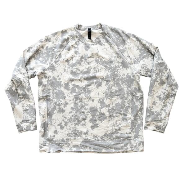 LULULEMON City Sweat Crew Pullover Sweatshirt in White Gray Bleach Dye SZ XL - Picture 1 of 9